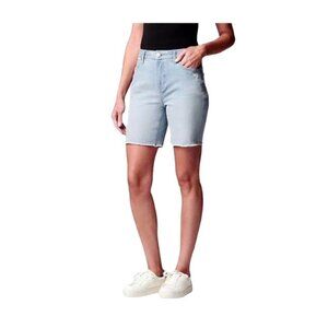 Simply Vera Wang Womens High Rise Light Distressed Bermuda Jean Shorts Sz 16 New